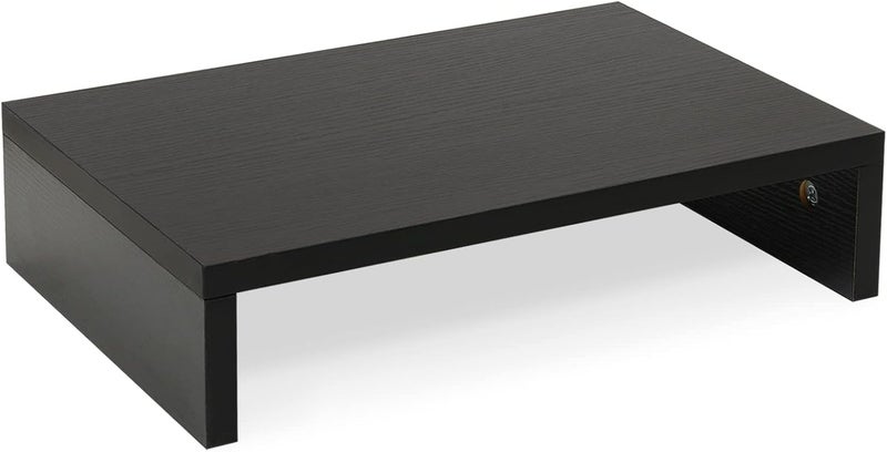 TEAMIX 14.2 inch Monitor Stand Riser, Wood Monitor Riser with Storage for Desk Small Monitor Stand TV/Screen/PC/Laptop Riser Computer Stand Desktop Shelf (Black-14.2 inch) - Image 1